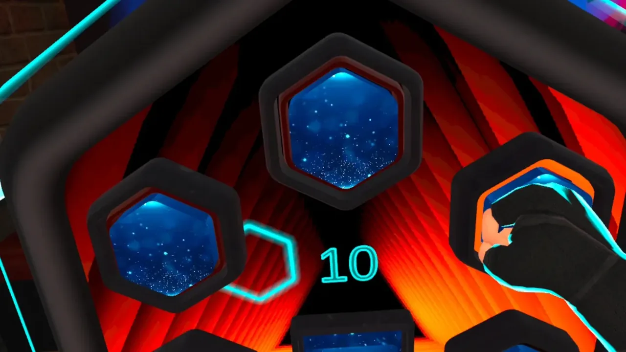 A speed drill with glowing hexagon pads in the training zone